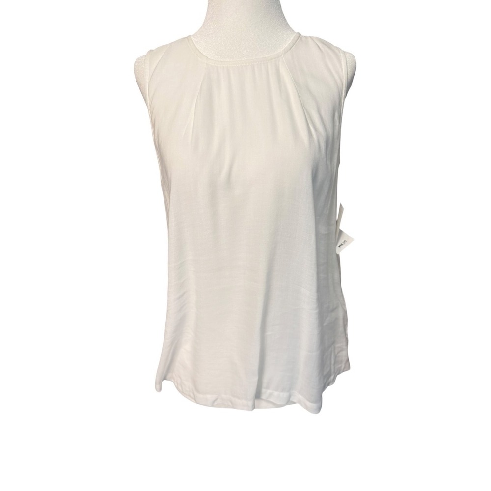 AG Adriano Goldschmied Women's White Sleeveless Pleated Top Size Small NEW